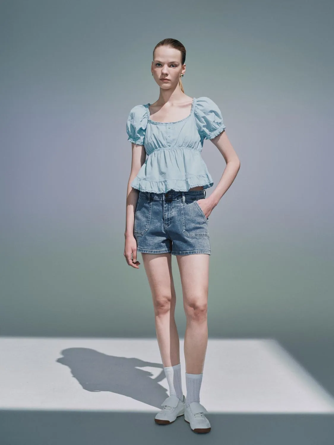 Ruffle Hem Overhead Blouses