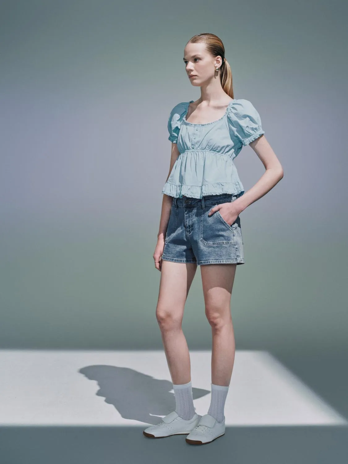 Ruffle Hem Overhead Blouses