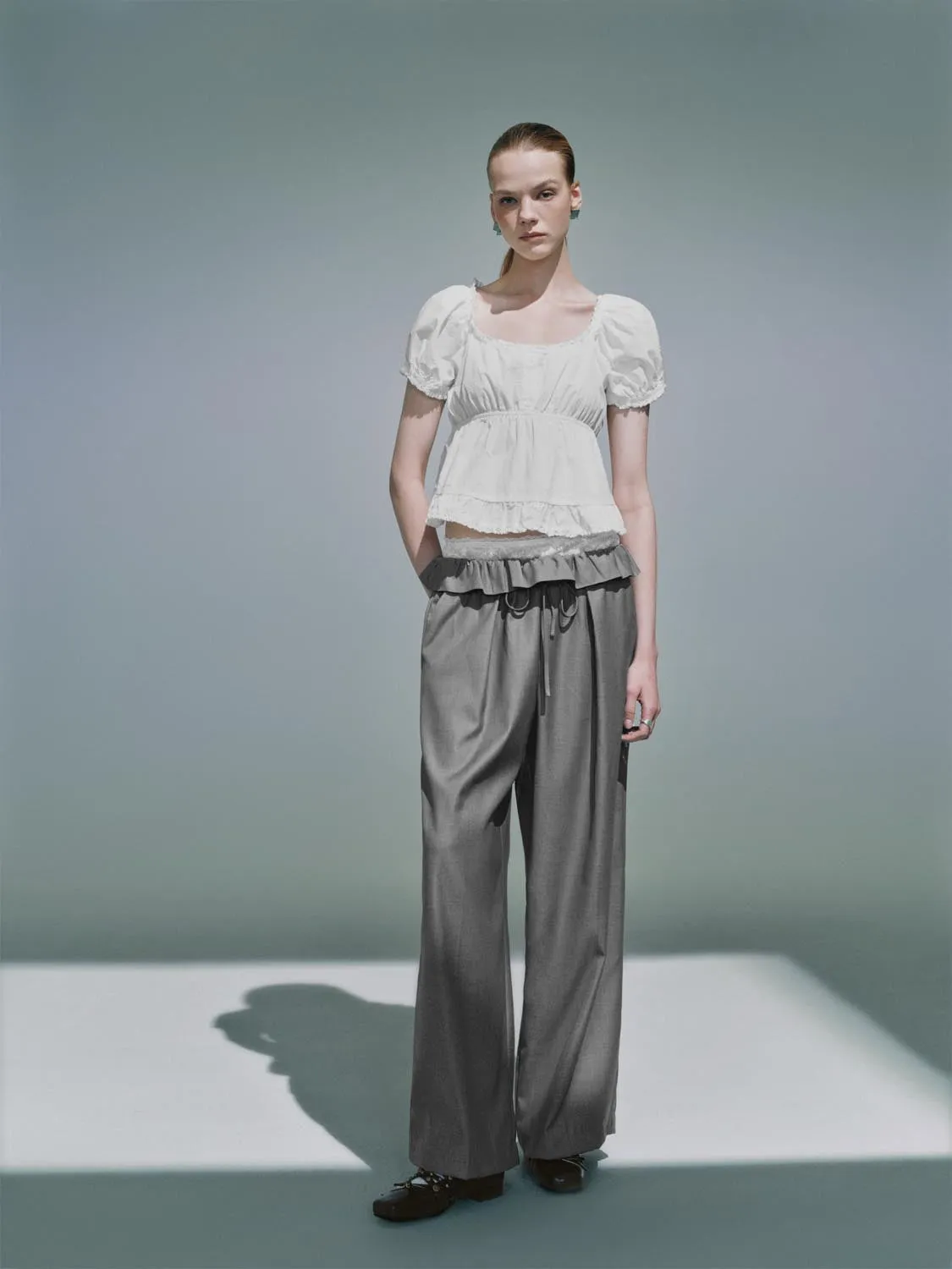 Ruffle Hem Overhead Blouses