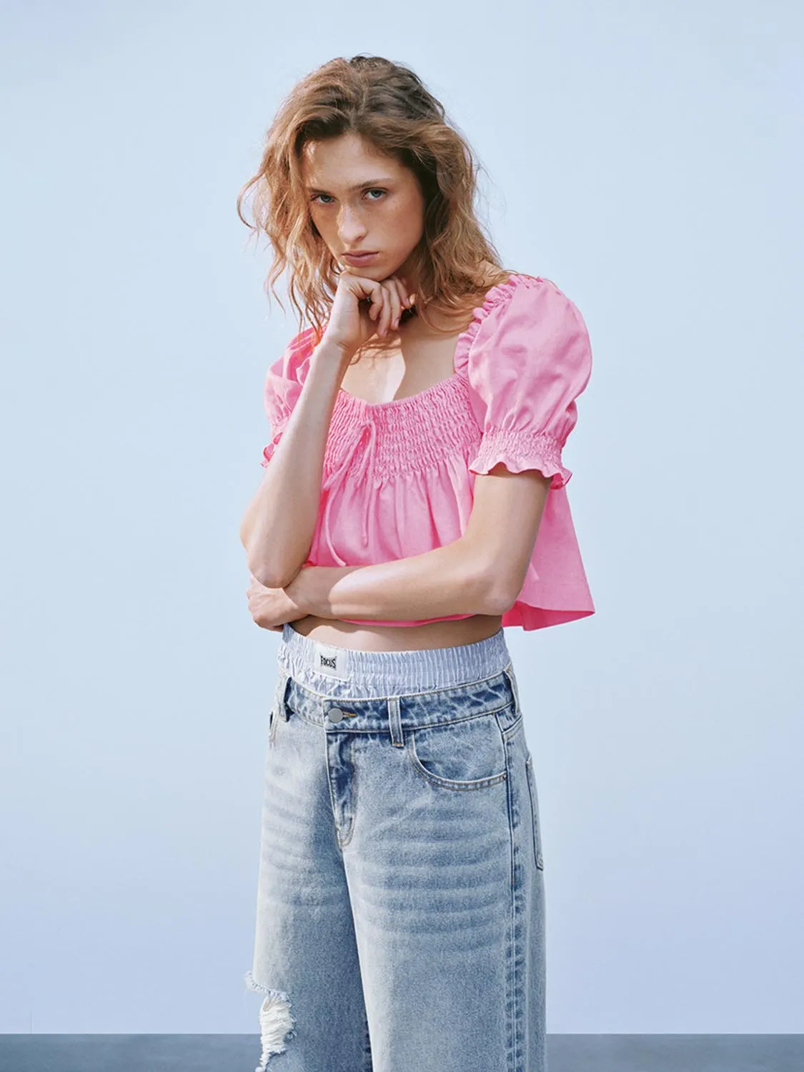 Ruffle Hem Overhead Blouses