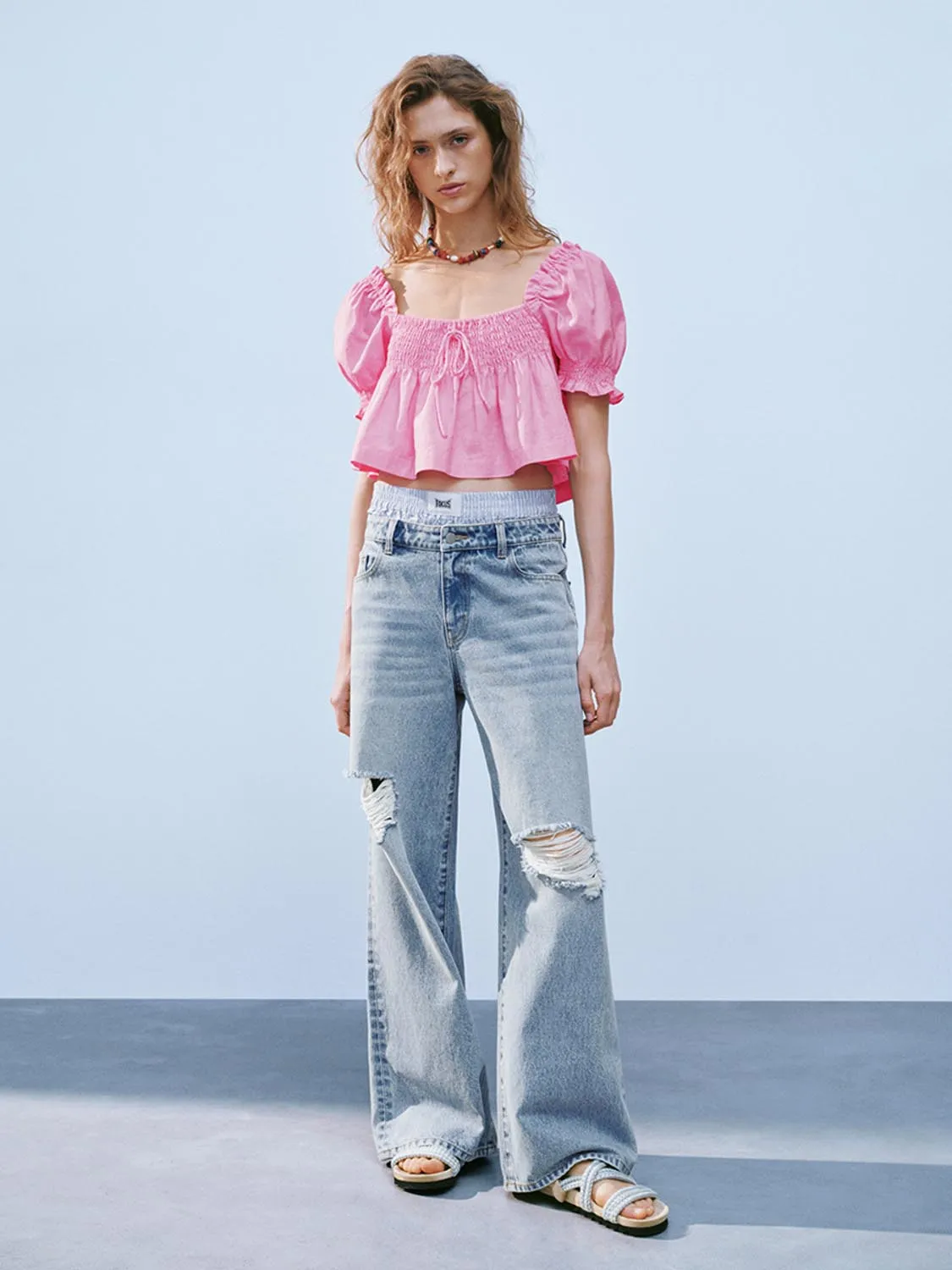Ruffle Hem Overhead Blouses