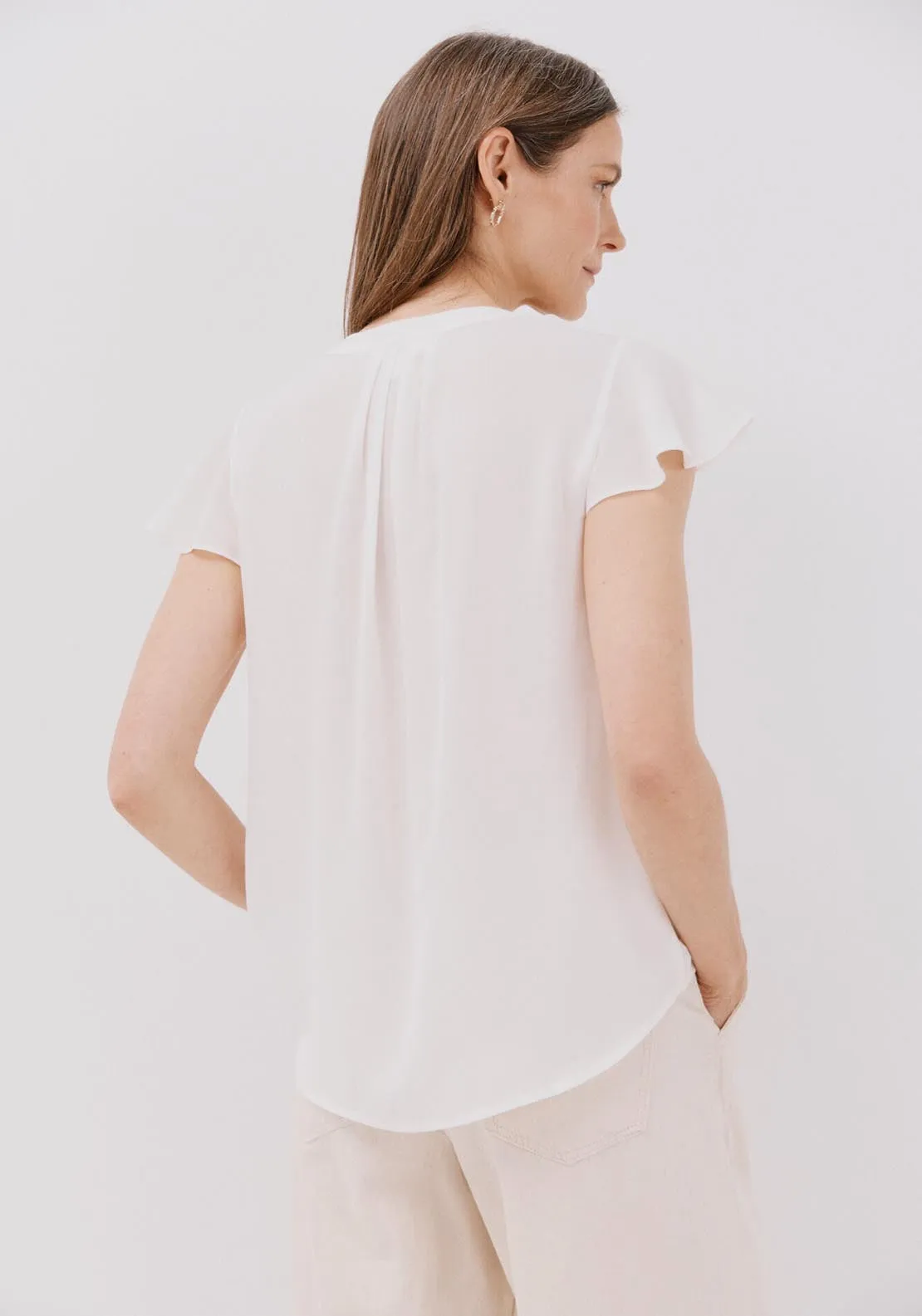 Ruffle Sleeve Blouse - White