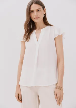 Ruffle Sleeve Blouse - White