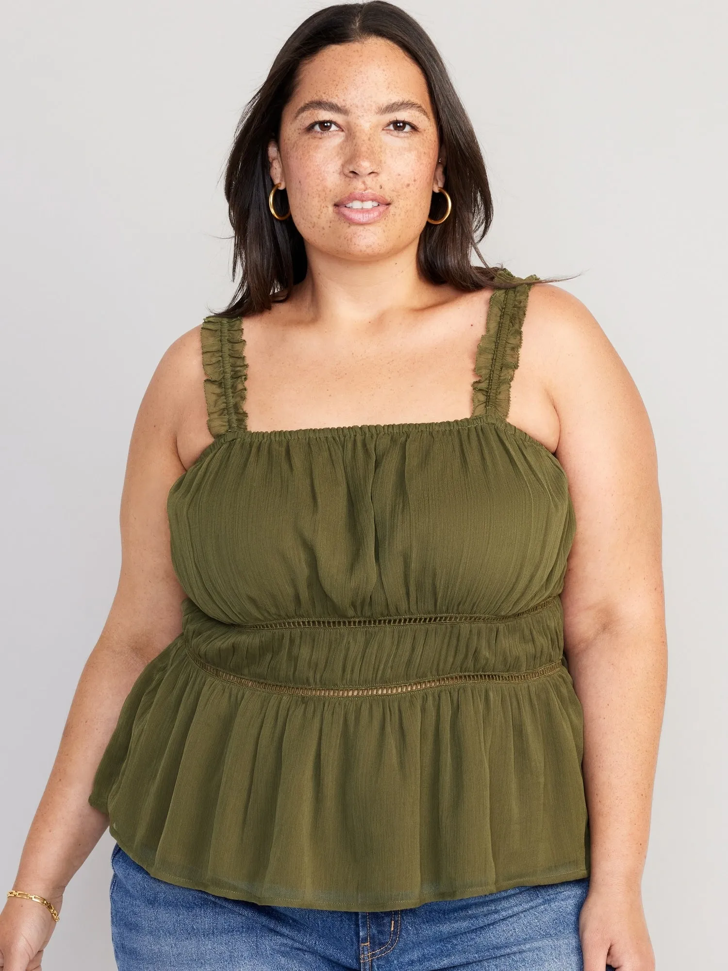 Ruffle-Strap Cami Top for Women