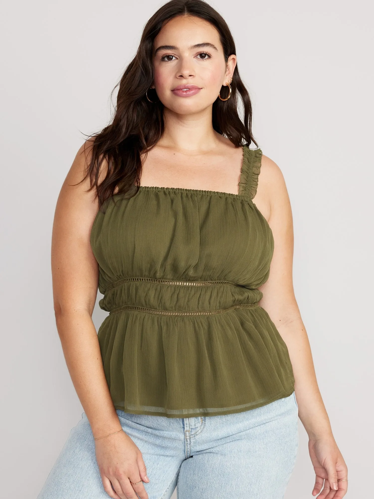 Ruffle-Strap Cami Top for Women