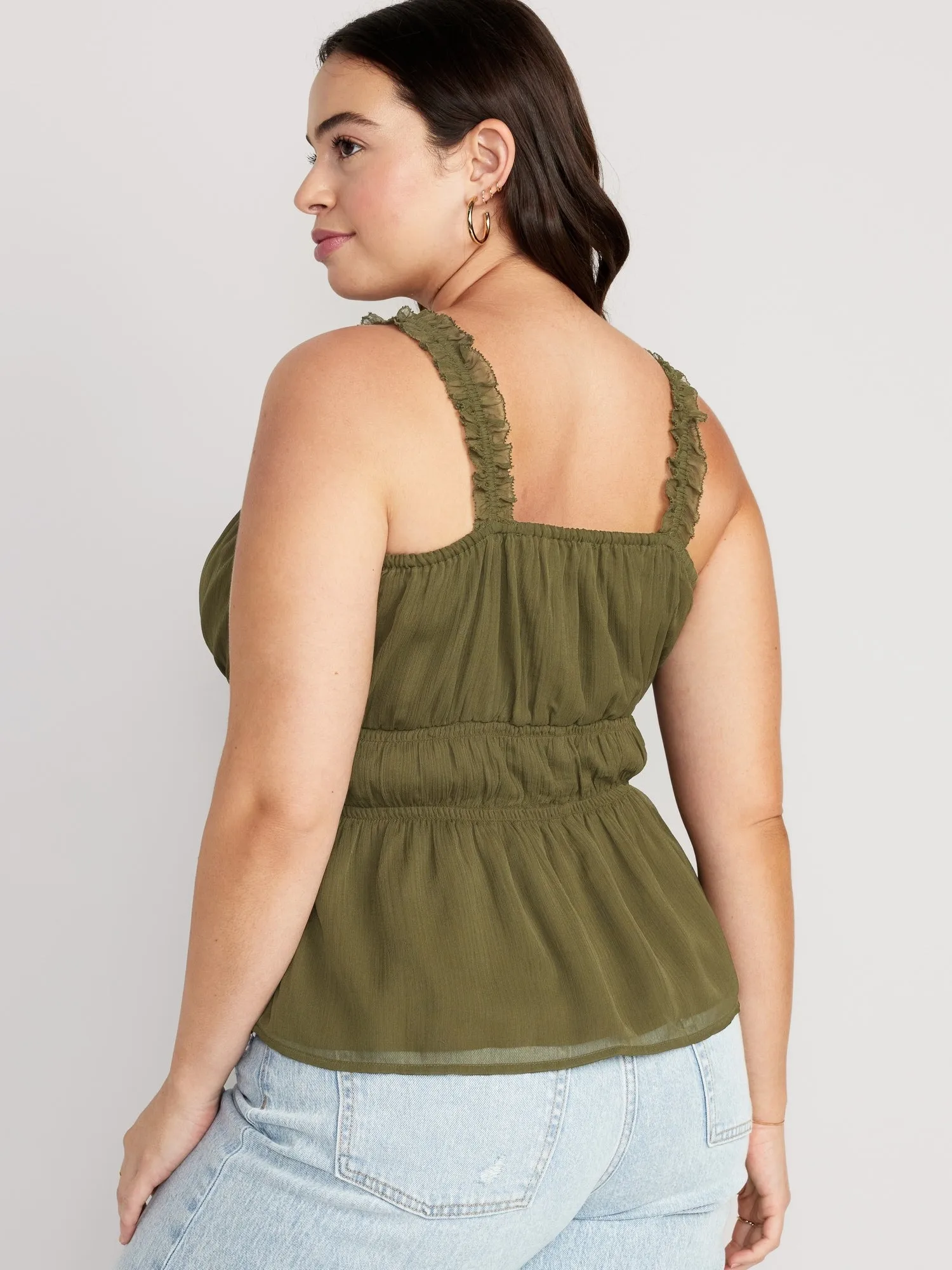 Ruffle-Strap Cami Top for Women