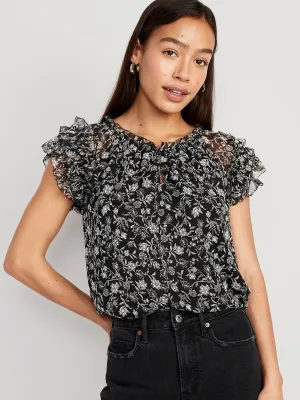 Ruffle-Trim Smocked Top for Women