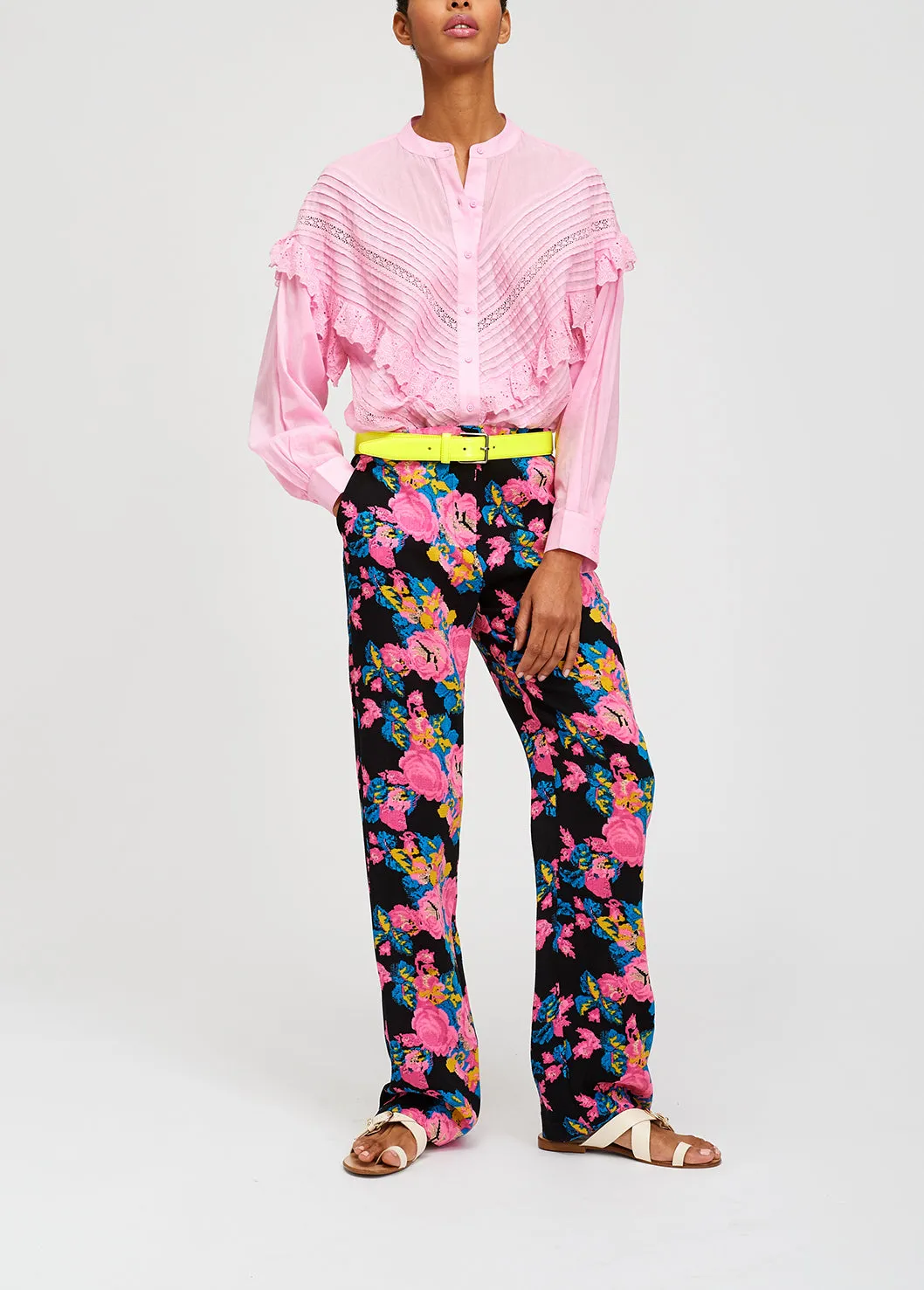 Ruffled soft pink shirt