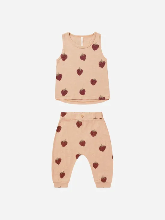 Rylee and Cru Tank and Slouch Pant Set - Strawberries