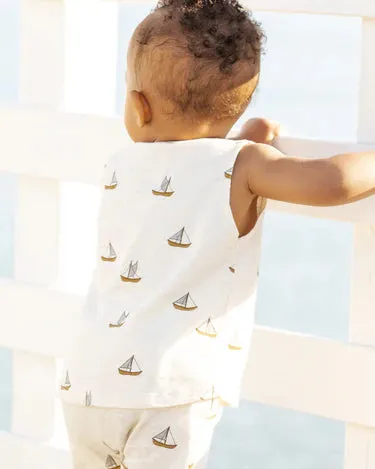 SALE - RYLEE   CRU TANK   SLOUCH PANT SET || SAILBOATS