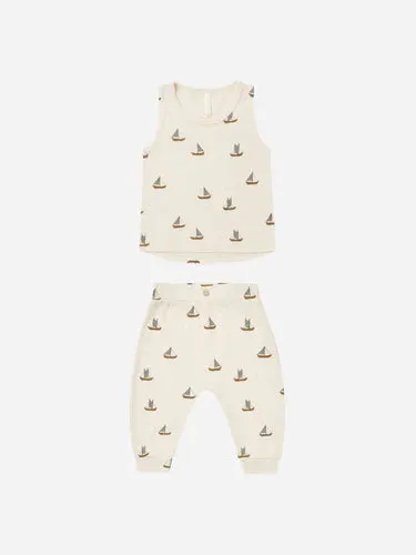 SALE - RYLEE   CRU TANK   SLOUCH PANT SET || SAILBOATS
