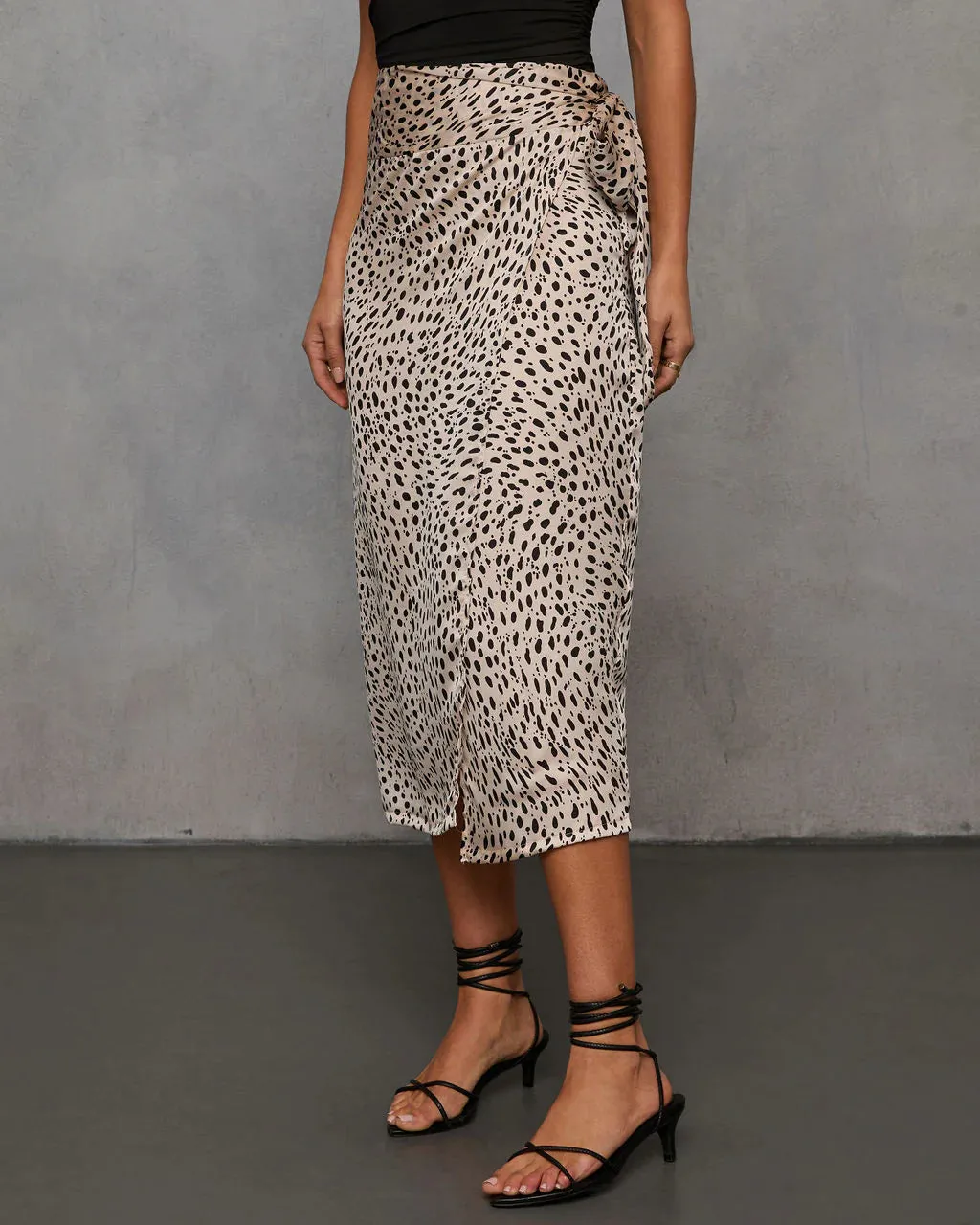 Savanna Printed Satin Midi Skirt
