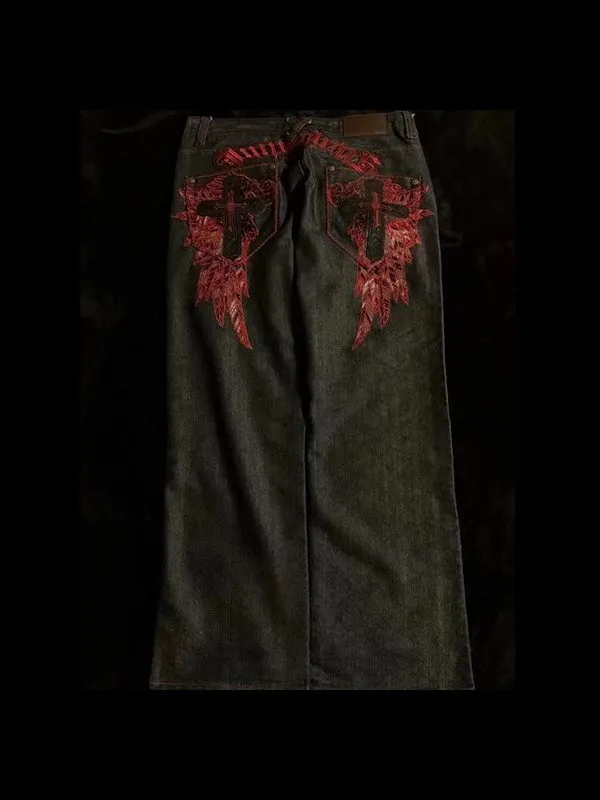Schwarze American Vintage Bestickte Boyfriend Jeans