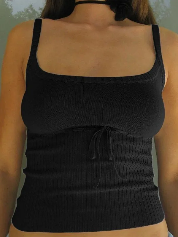 Schwarzes Vintage Patchwork Halter Crop Cami Top