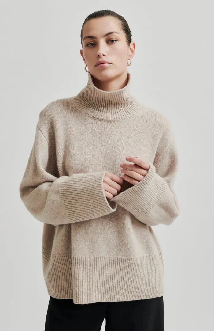 Second Female Alpha Knit T-Neck - Pumice Stone
