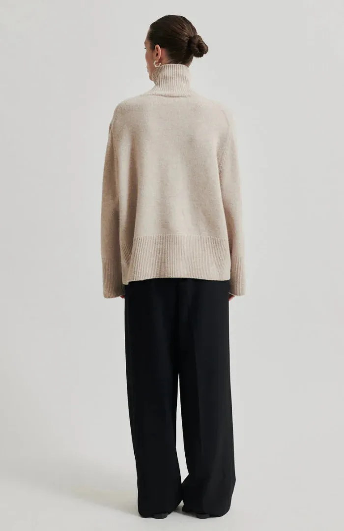Second Female Alpha Knit T-Neck - Pumice Stone
