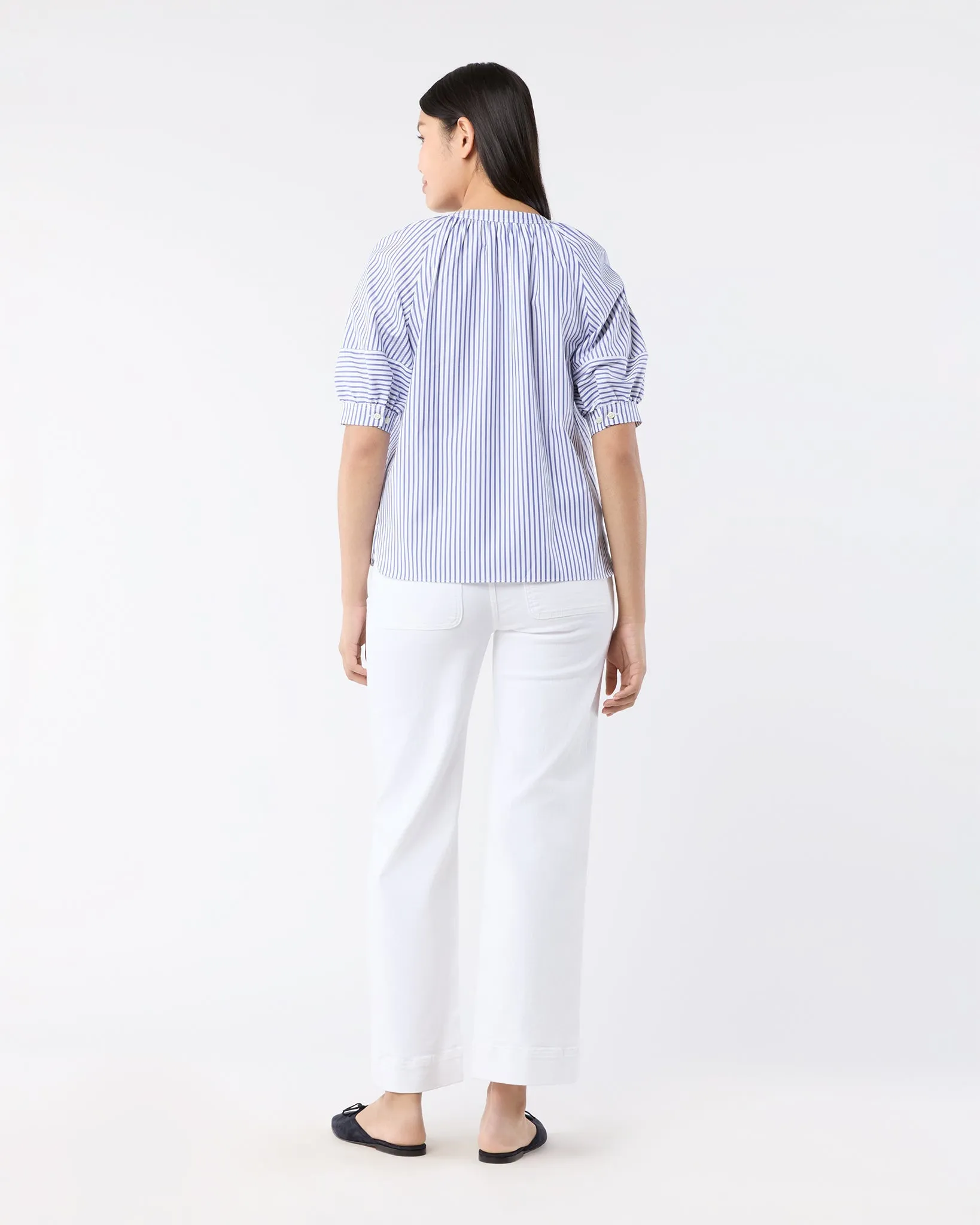 Selina Top - Blue/White Stripe Pinpoint