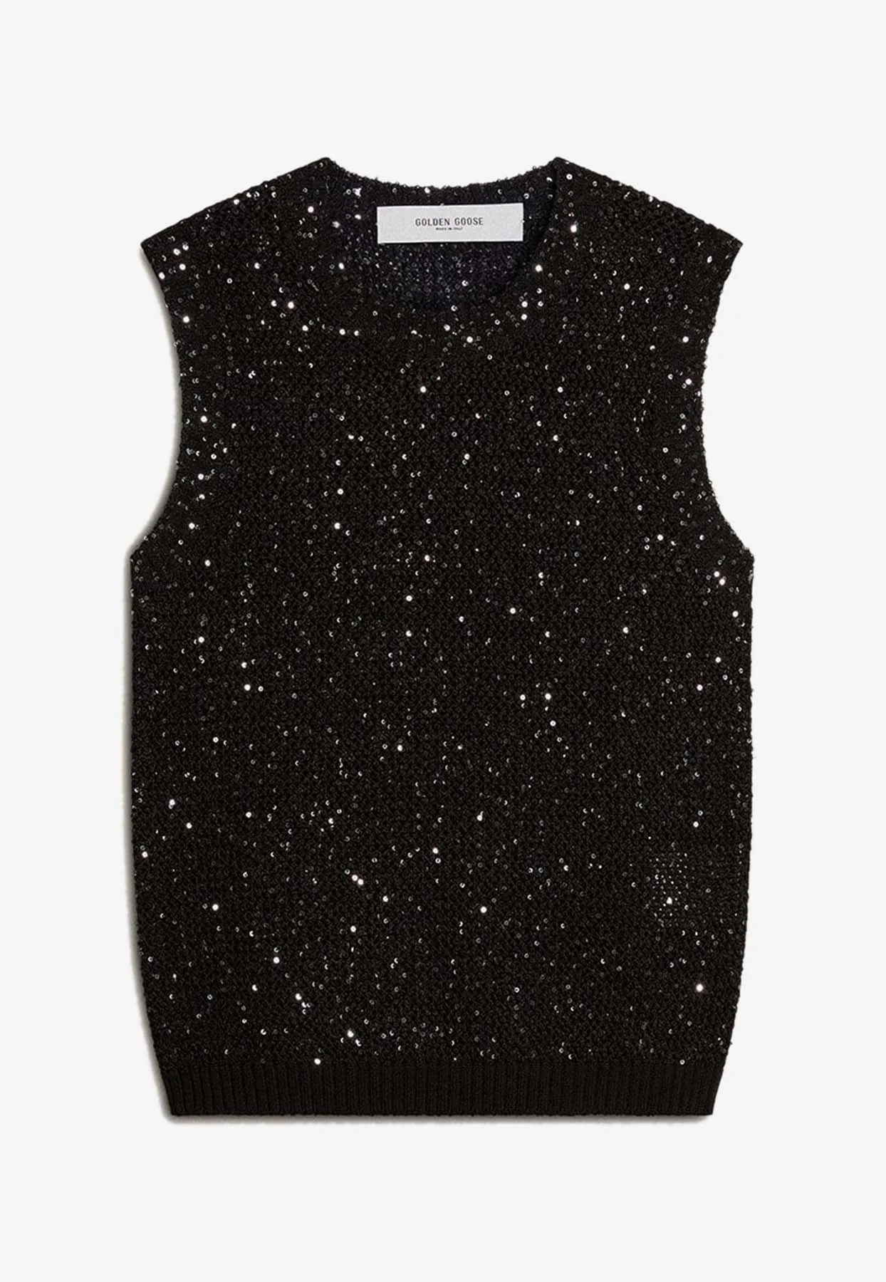 Sequined Mesh Knit Top