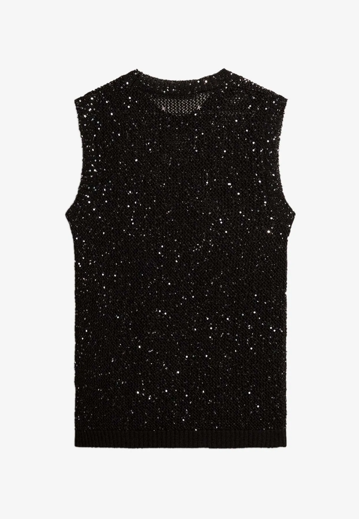 Sequined Mesh Knit Top