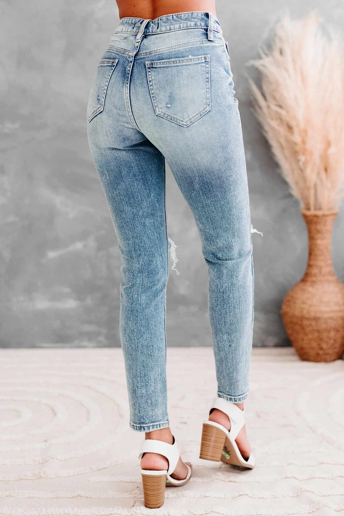 Setting Boundaries Eunina High Rise Distressed Mom Jeans (Medium)