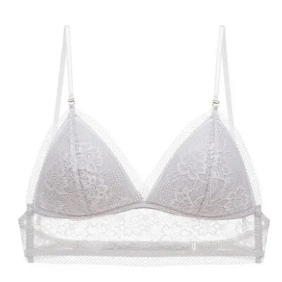 Sexy Lace Mesh Halter Bra for Women - Low Back, Soft, Seamless, Backless, with Pads for Small Chest