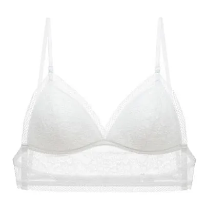 Sexy Lace Mesh Halter Bra for Women - Low Back, Soft, Seamless, Backless, with Pads for Small Chest