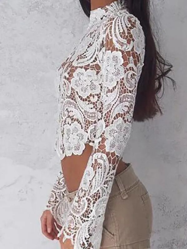 Sexy Short Tops Floral Ladies Shirt Blouses