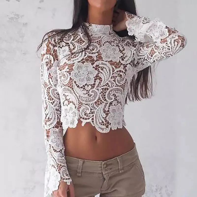 Sexy Short Tops Floral Ladies Shirt Blouses