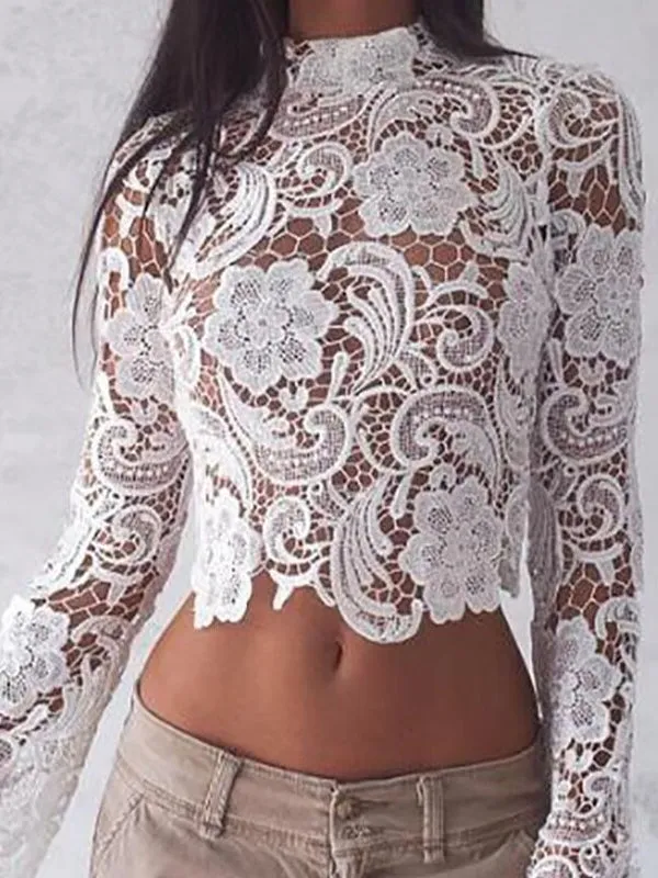 Sexy Short Tops Floral Ladies Shirt Blouses