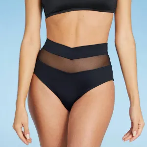 Shade & Shore Women's Mesh Insert High Waist Bikini Bottom
