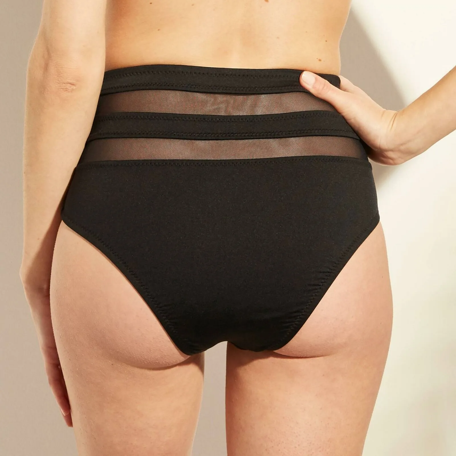 Shade & Shore Women's Mesh Inset High Waist Bikini Bottom