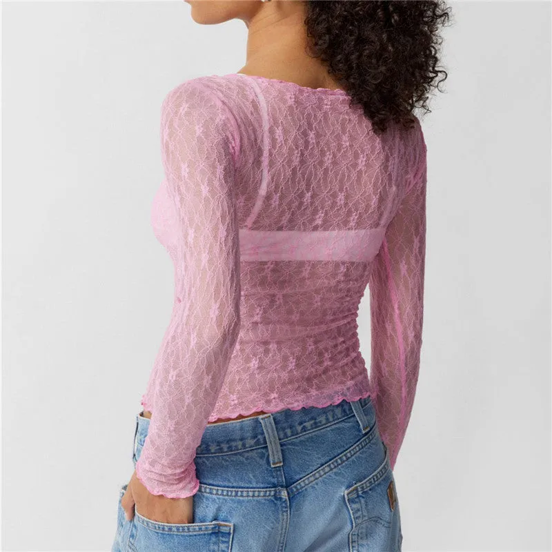 Sheer Mesh Long Sleeve Top