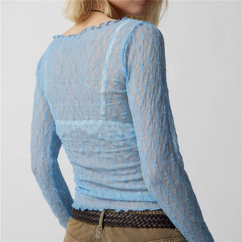 Sheer Mesh Long Sleeve Top
