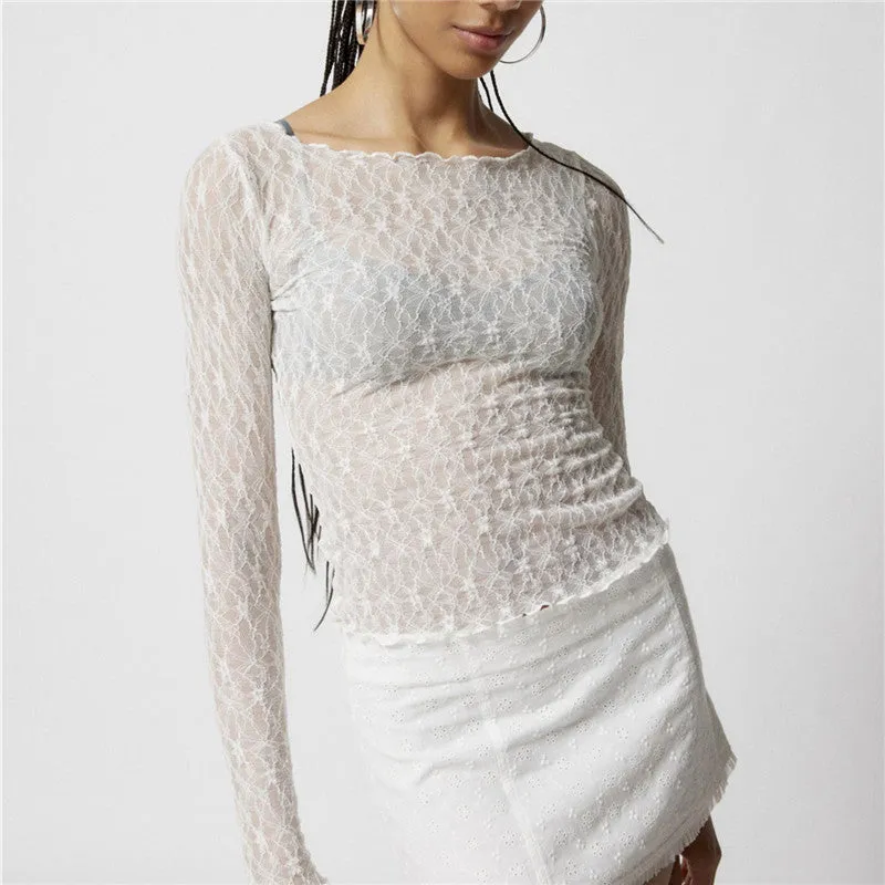 Sheer Mesh Long Sleeve Top