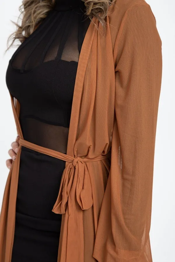 Sheer Mesh Open Front Cardigan