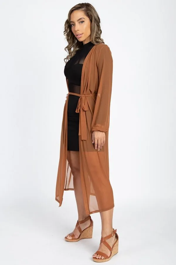 Sheer Mesh Open Front Cardigan