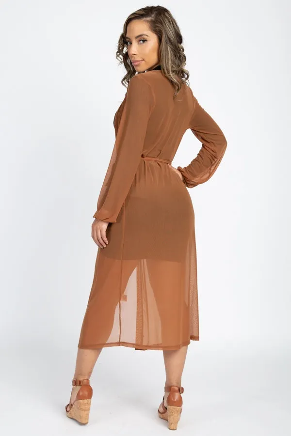 Sheer Mesh Open Front Cardigan