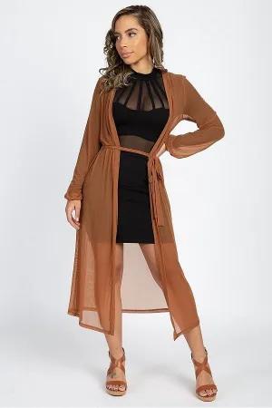 Sheer Mesh Open Front Cardigan
