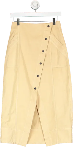 Shona Joy Beige Button Front Skirt UK 8