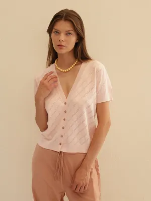 Short Sleeve Knit Cardigan