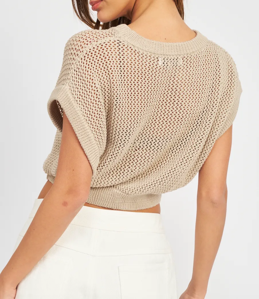 Short Sleeve Mesh Cropped Top