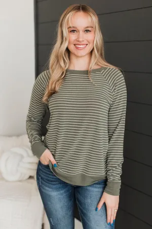 Sign Of The Times Striped Top- Olive