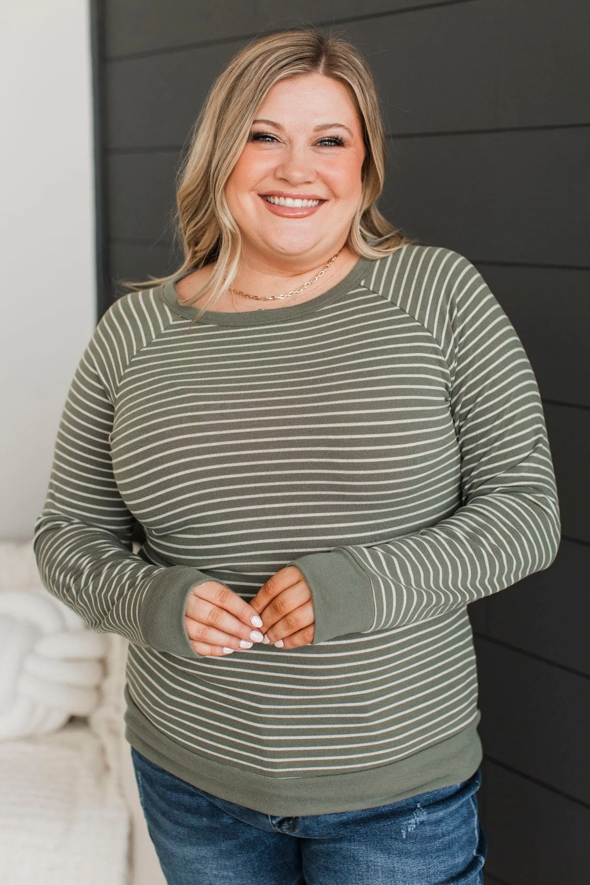Sign Of The Times Striped Top- Olive