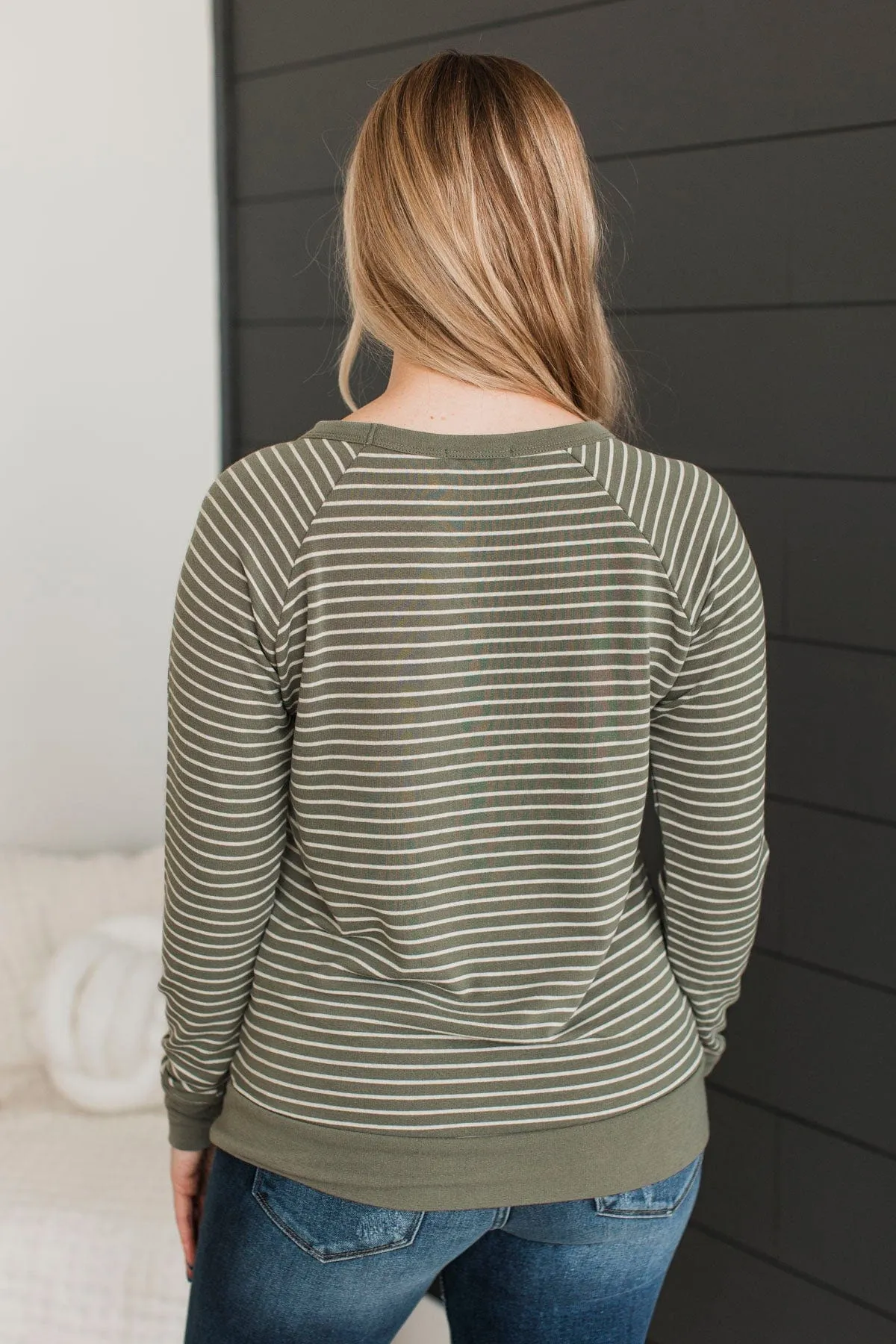 Sign Of The Times Striped Top- Olive