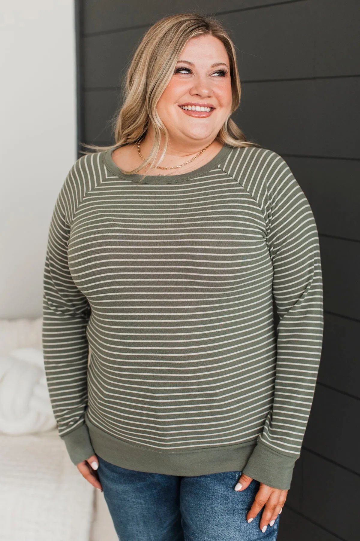 Sign Of The Times Striped Top- Olive