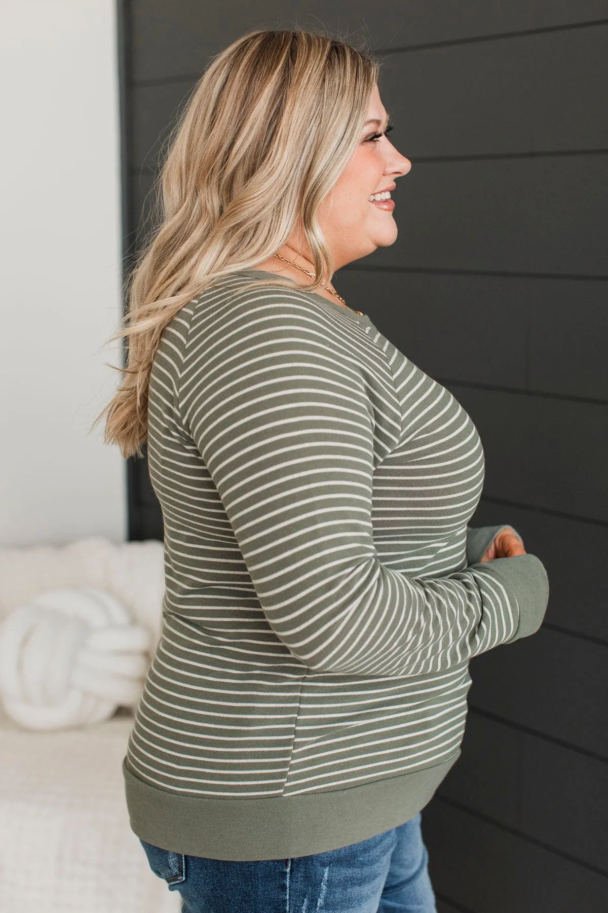Sign Of The Times Striped Top- Olive