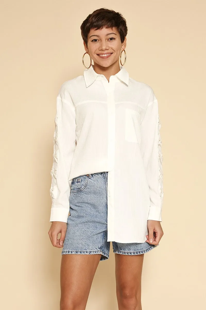 Signature Charm: Bow Sleeve Button-Down Shirt – Exclusive Design