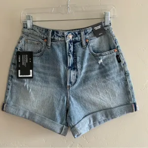 Silver Jeans 90s Mom Cuffed High Rise Light Indigo Wash Shorts Multi Sizes NWT