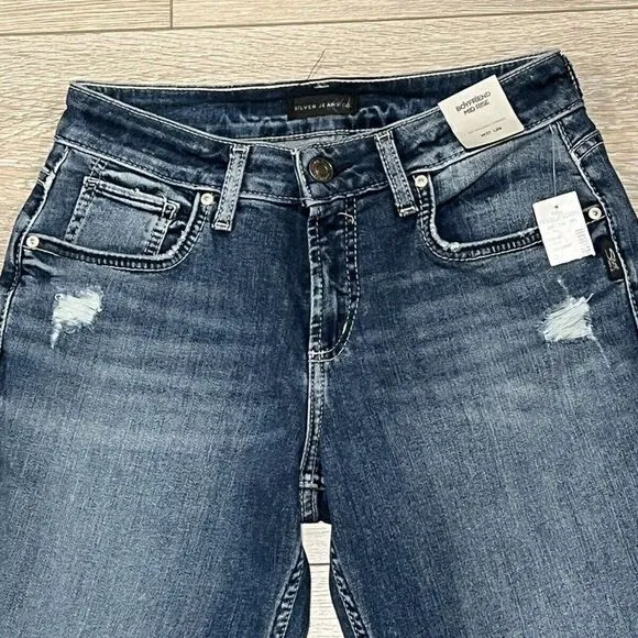 Silver Jeans Co Women’s Size 27 Med Blue Boyfriend Mid Rise 30th Anniversary NWT