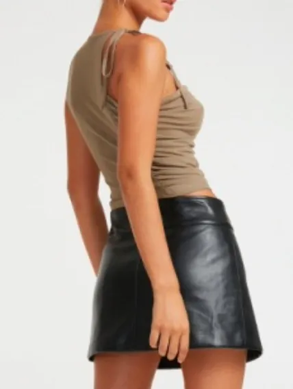 Sleeveless Ruched Side Mesh Top